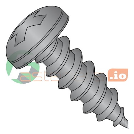 Newport Fasteners Sheet Metal Screw, #6 x 1/2 in, Black Oxide 18-8 Stainless Steel Pan Head Phillips Drive, 5000 PK 710713